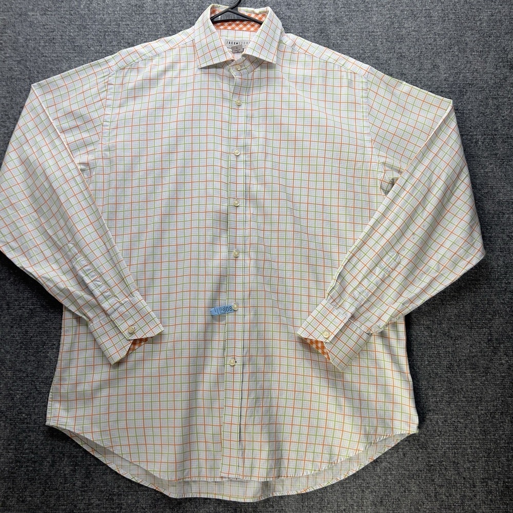 Jack Stone Thomas Dean Shirt Mens L Multicolor Plaid Check Long Sleeve Button Up